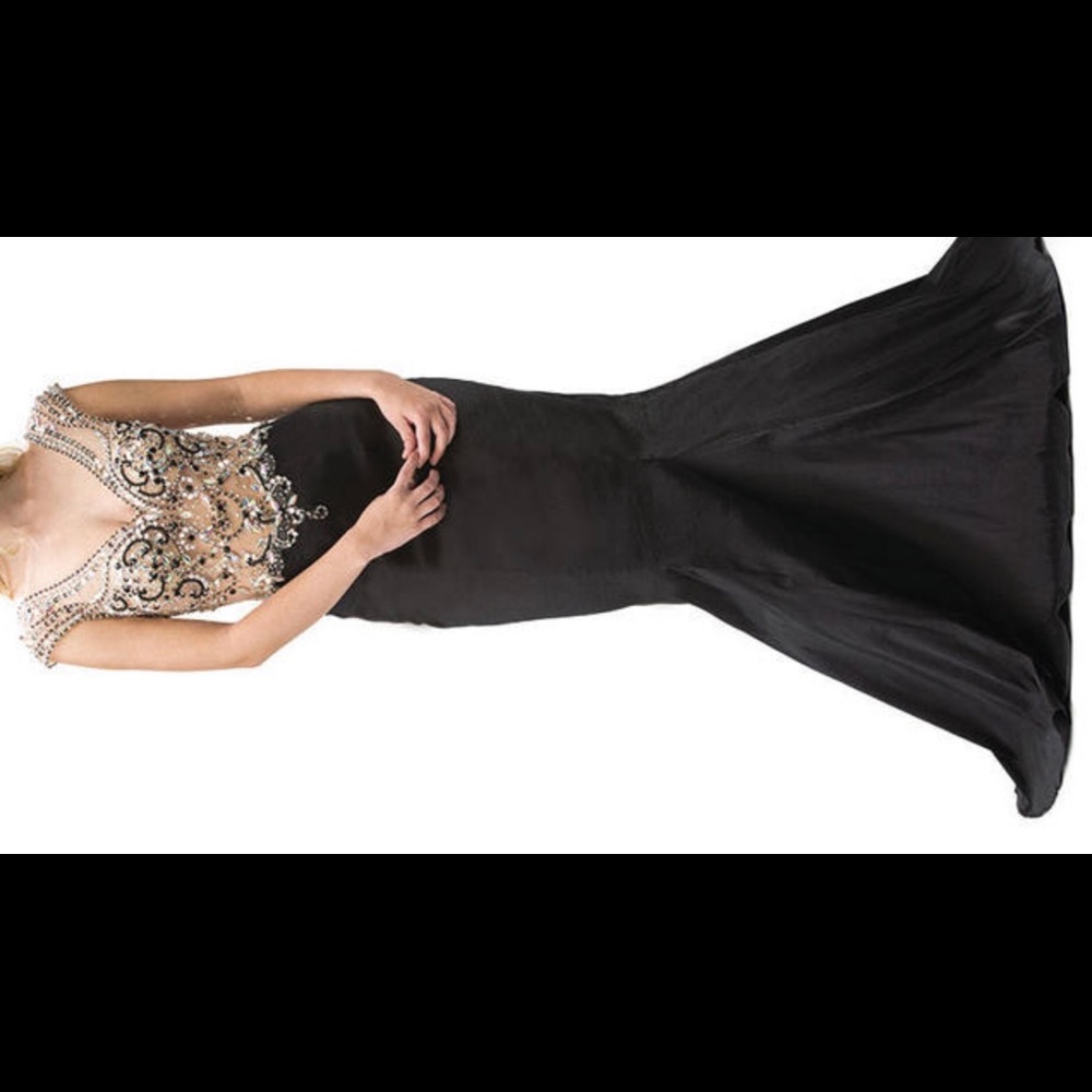 Black and Nude Beaded Gown